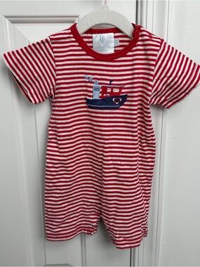Little English Red and White Striped Boat One-Piece 18m